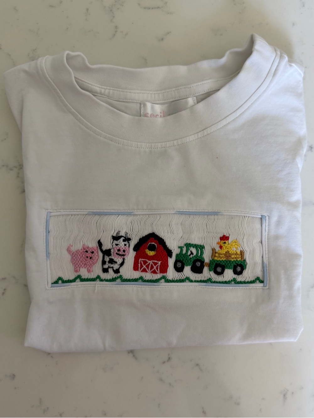 White Kids Farm Patch Short Sleeve Tee